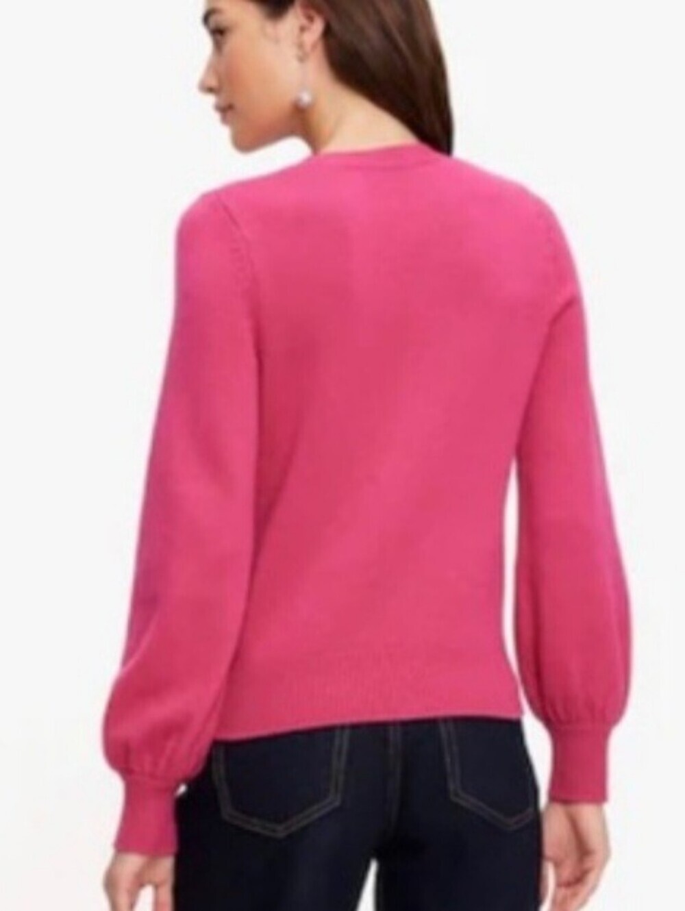 NWT Kate Spade Hot Pink Crewneck Sweater with Removable Rhinestone Bow size XXL - Picture 3 of 13